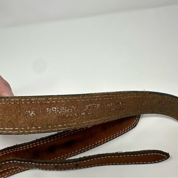 Brushy Creek men's western Brown tooled‎ leather belt size 36 Double Keeper - Picture 4 of 6